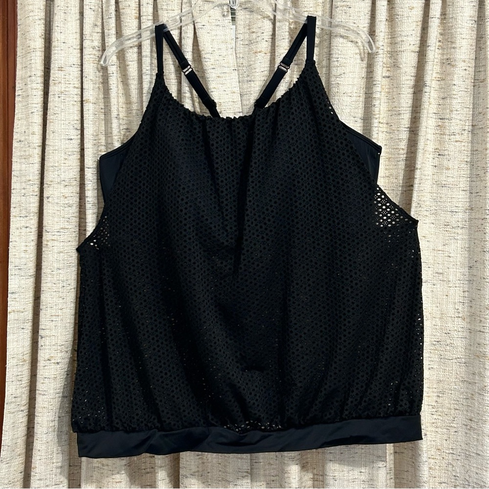 Swim by Cacique Mesh Blouson Swim Tankini with No-Wire Bra - 26